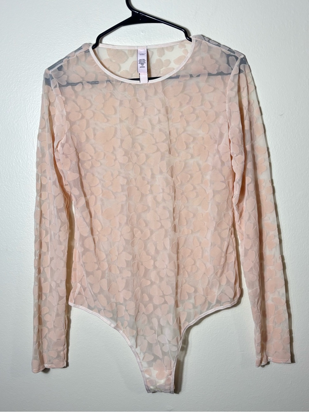 Victoria Secret Pink Bodysuit Floral Velvet Pattern NWT Size Large